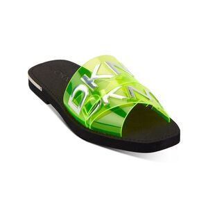 DKNY Womens Green Logo Translucent Idalie Round Toe Slip On Slide Sandals 5